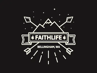 Faithlife Badge arrows badge banner illustration leaf line art logo mark monoweight mountains stars