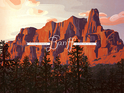 Banff National Park banff castle mountain digital illustration landscape mountain national park