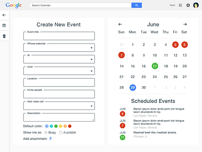 Google Calendar Create Event calendar clean create event flat google redesign ui ux