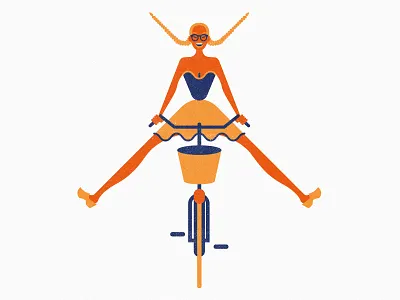 Dutch Girl bicycle character cycling fun illustration illustrator jump vector vector art