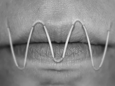 Technophilia | Lips black and white photo manipulation photography