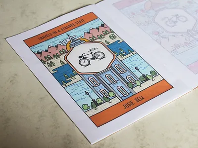 "Travels In A Strange State" Illustration bike book city cover illustration nature strokes travel vector