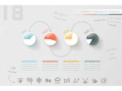 Infographic Timeline arrow circle graph infographic infographic element infographics modern timeline pie presentation template timeline vector