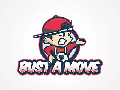 Bust A Move blue character dance free throw fun illustration inspiration logo music red red white and blue vector