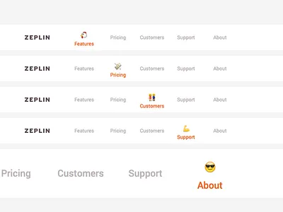 Zeplin emoji tabs emoji landing menu site tab ui web zeplin