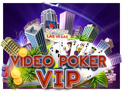 Video Poker Game Illustration building card coin decks game illustration las vegas poker splash