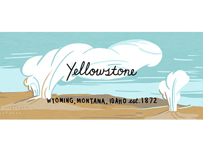 Yellowstone geyser illustration national park nature yellowstone