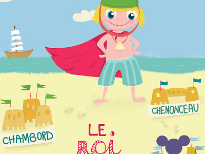 Roi de la plage castle children freeprintable illustration kids postcard sand sea sun