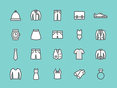 Clothing Icon set accessories clothing dresses icon icon set line pants shoes shorts