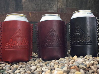 Apollo Leather Co - 3 apollo branding emboss koozie leather logo
