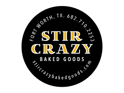 Stir Crazy label badge bakery black label logo sticker yellow