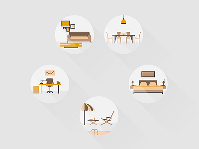 Home Icons badge design home icon interior set vector