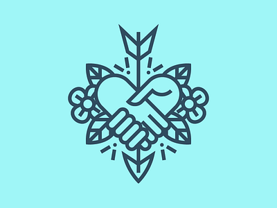 That family kind of friendship! arrow caring family floral friendship hands handshake heart icon love tattoo vector