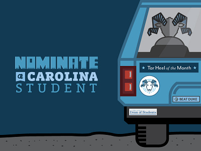 UNC Tar Heel of the Month Illustration bumper stickers car carolina blue chapel hill illustration lettering north carolina ram tar heel type typography unc