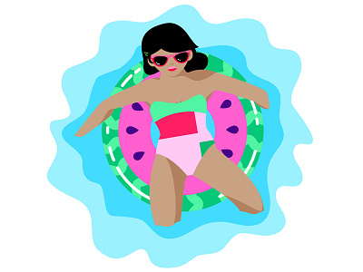 Chillin like a villain contest girl illustration ocean pool summer sunglasses swim tube vector