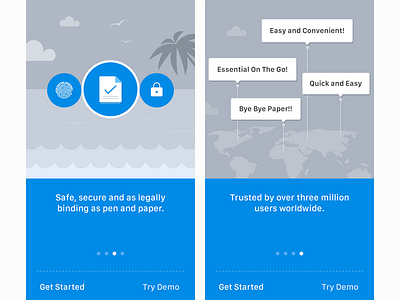 SignEasy Onboarding app help illustration intro ios mobile signature signeasy signup ui ux walkthrough