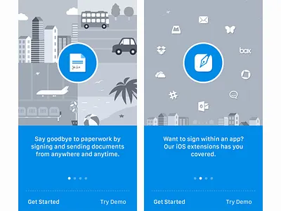SignEasy Onboarding app illustration intro ios mobile onboarding signature signeasy signup ui ux walkthrough