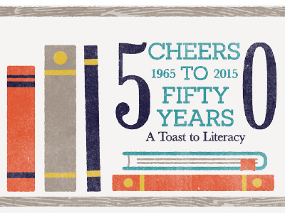 Cheers to 50 Years book shelf books letterpress retro roughen texture vintage woodblock