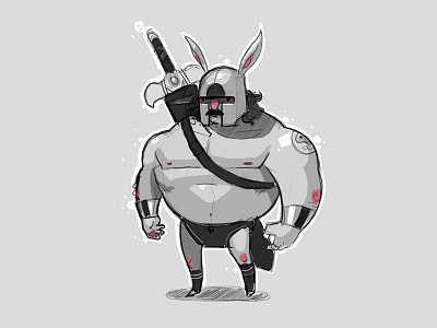 Bunny Warrior bunny character art concept sketch sword