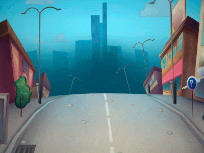 One more animation scene animation background car cartoon city driver illustration man motion grphics street toondra town