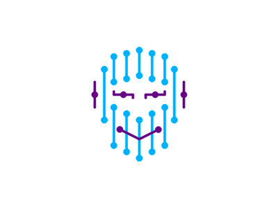 Artificial intelligence AI IT assistant logo design symbol ai artificial intelligence asimov connections digital virtual face friendly character head interactive assistant it logo logo design network neural robot robotics symbol icon mark