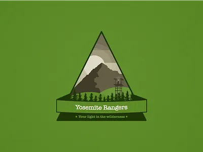 Four: Yosemite Rangers badge evergreen forest icon a day lookout mountain ranger triangle watchtower