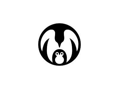 Penguins bird care child logo mark mother negative space symbol