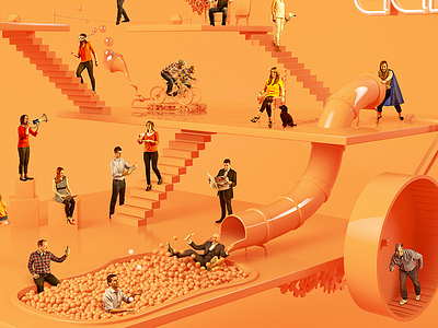 Lane illustration c4d cinema 4d illustration orange