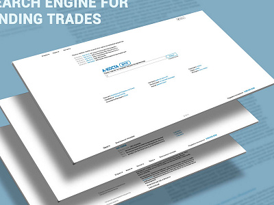 Search engine for finding trades blue deal flat light search engine search system white