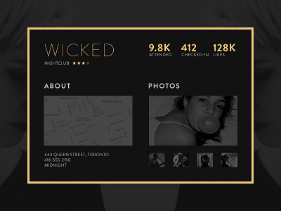 Club Profile card check in club gallery info nightclub social