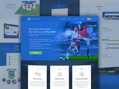 Fantasy Football Landing Page fantasy sports football iconography isoflow landing page ui web web design