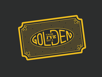 Golden Ticket gold illustration line art typography wonka yellow