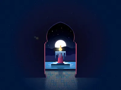 Fountain foutain glow illustrator mosque night noise tyrant