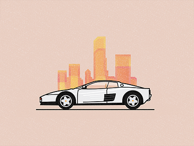 Testarossa car flat illustration illustrator line testarossa