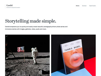 Candid WordPress Theme abril clean design layout masonry minimal serif simple titles typekit white