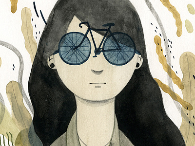 Cycling bicycle bike cycling design drawing feminism graphite illustration painting watercolor zine