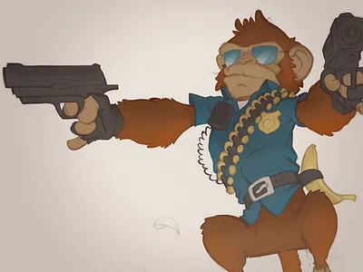 Monkey Cop character cop design digital drawing illustration monkey