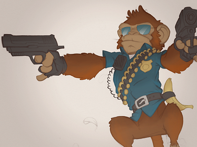 Monkey Cop character cop design digital drawing illustration monkey