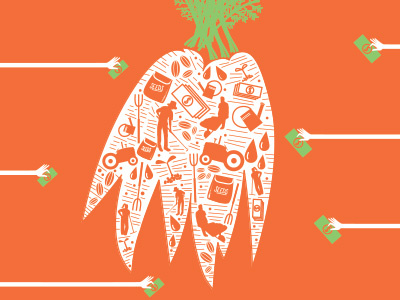 Farm Share drawing editorial farming food hands illustration magazine vector