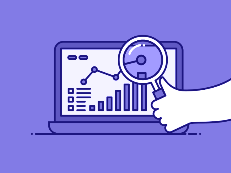 Magnify after effects analytics animation flat graph illustration laptop magnifying glass motion