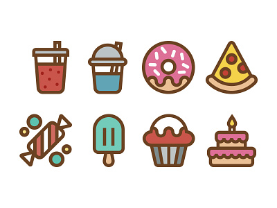 Sugar Bliss cake candy cupcake doughnut icon pizza popsicle red velvet slurpee soda