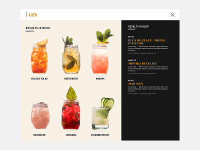 La Distillerie grid results search