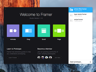 Welcome Window framer framerjs prototype prototyping studio welcome window