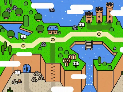 Lucid Intuition 8bit castle illustration island mario pixel vector world