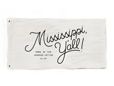 Mississippi, Y'all! flag handlettering handmade lettering mississippi typography