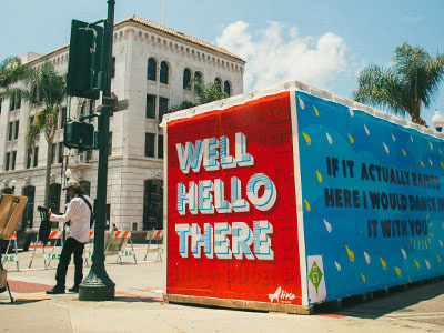 Well Hello There blue illustration peace red smile ventura vinyl wrap yellow