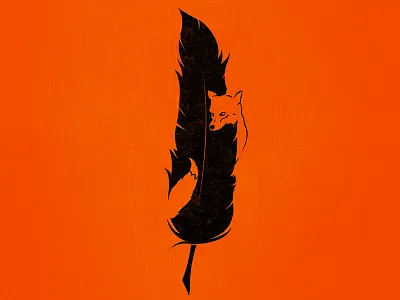 Sly animal feather fox illustration nature negative orange photoshop space