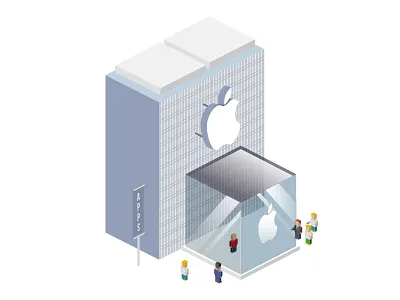 Apple Store apple apps building city illustration people phone shop store town