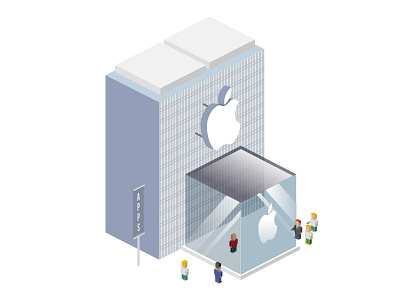 Apple Store apple apps building city illustration people phone shop store town
