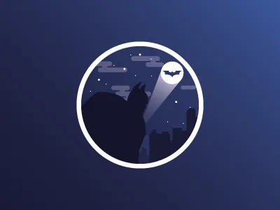 Batman overlooking Gotham bat batfleck batman cityscape dark gotham gradient knight logo mark signal stars